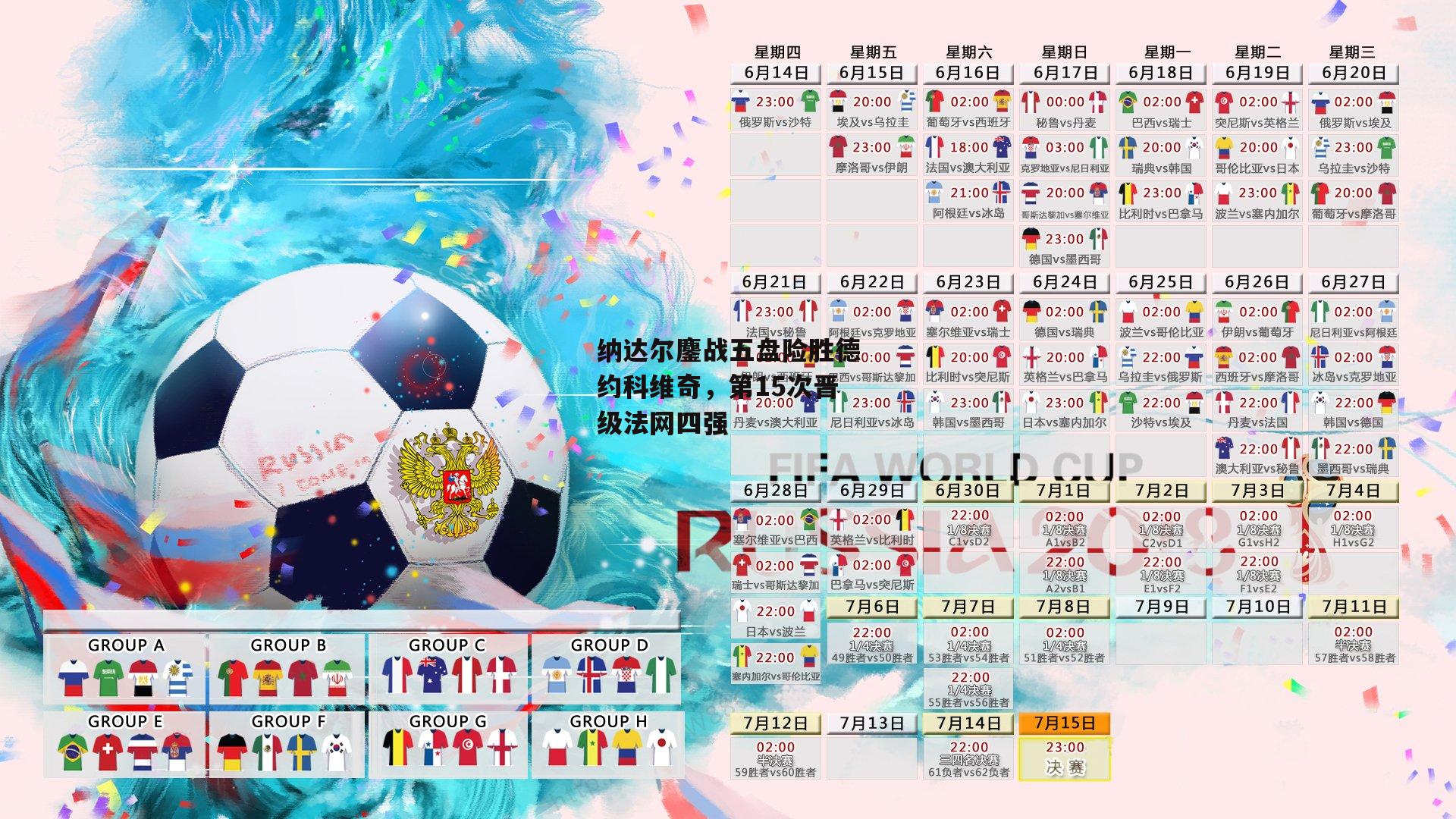 纳达尔鏖战五盘险胜德约科维奇，第15次晋级法网四强